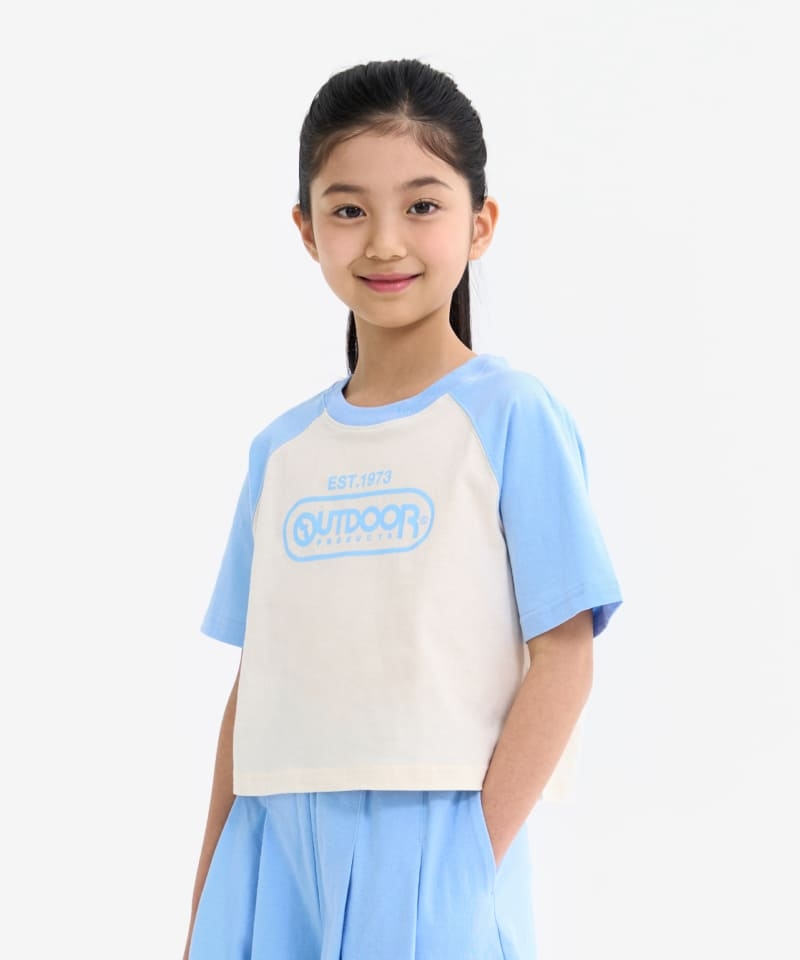 여아 컬러블록 세미크롭 반팔티 (스카이 블루) OD252ISS73_SBL